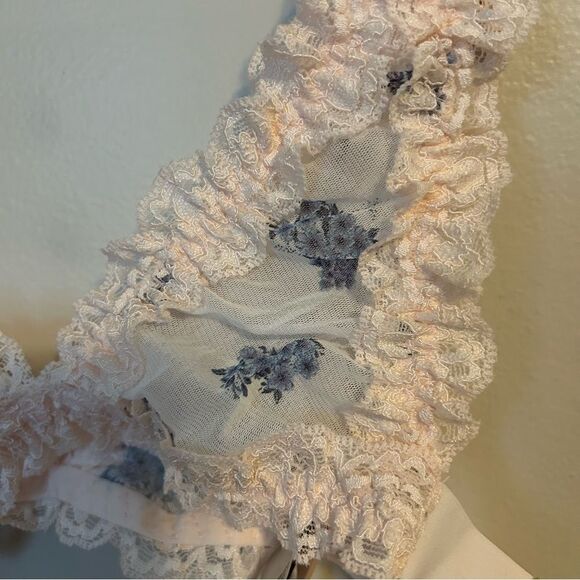 Hot As Hell Bralette Garter Flip HAHround Pink Ruffle Ditsy French Blue Floral - Picture 7 of 15